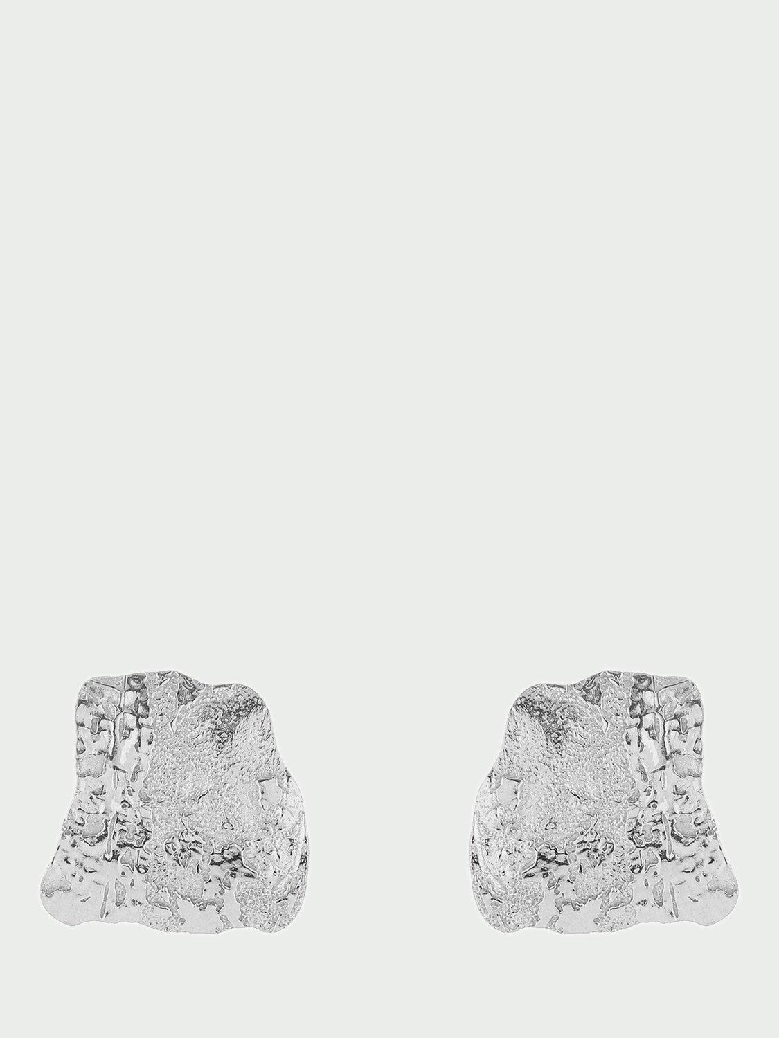 Product image 1 of 2, which shows Tutti Textured Curved Stud Earrings, Silver