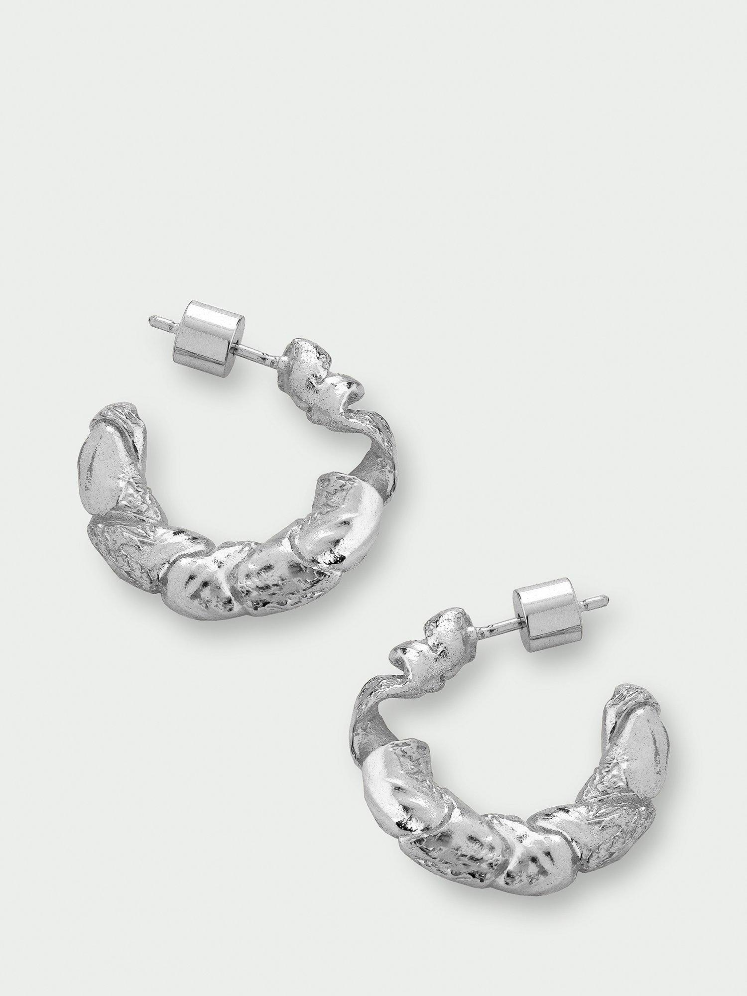 Product image 3 of 3, which shows Tutti Textured Twisted Hoop Earrings, Silver
