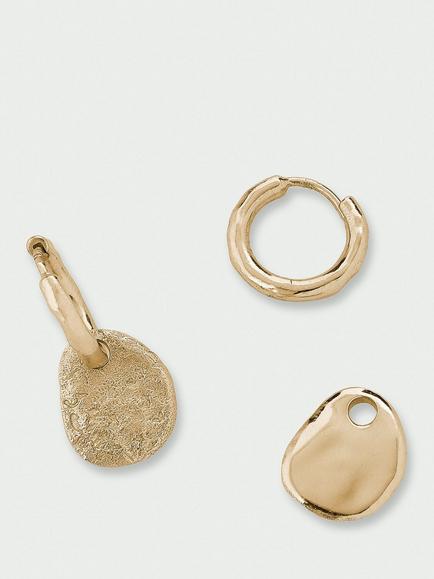 Tutti Textured Removable Drop Huggie Earrings, Gold