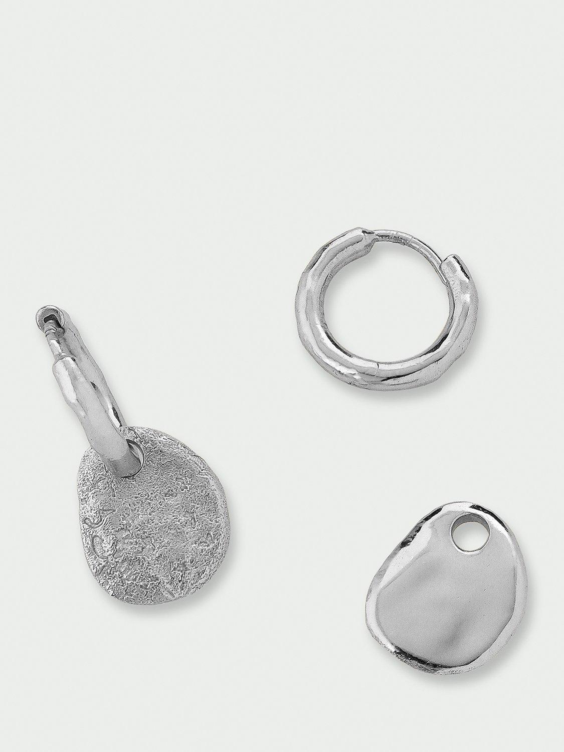 Product image 1 of 1, which shows Tutti Textured Removable Drop Huggie Earrings, Silver