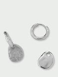 Tutti & Co Textured Removable Drop Huggie Earrings, Silver
