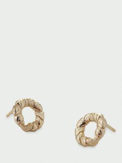 Tutti Twist Textured Open Stud Earrings, Gold, Gold
