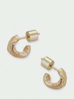 Tutti Uneven Textured Huggie Hoop Earrings - view 2, Gold