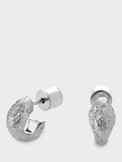 Tutti Uneven Textured Huggie Hoop Earrings, Silver