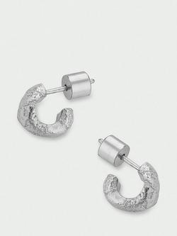 Tutti Uneven Textured Huggie Hoop Earrings - view 2, Silver