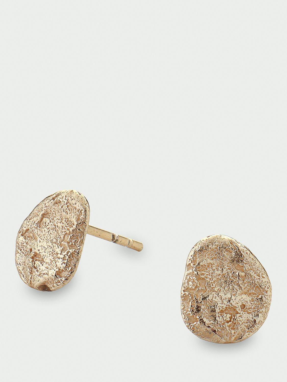 Product image 1 of 2, which shows Tutti Pebble Textured Stud Earrings, Gold