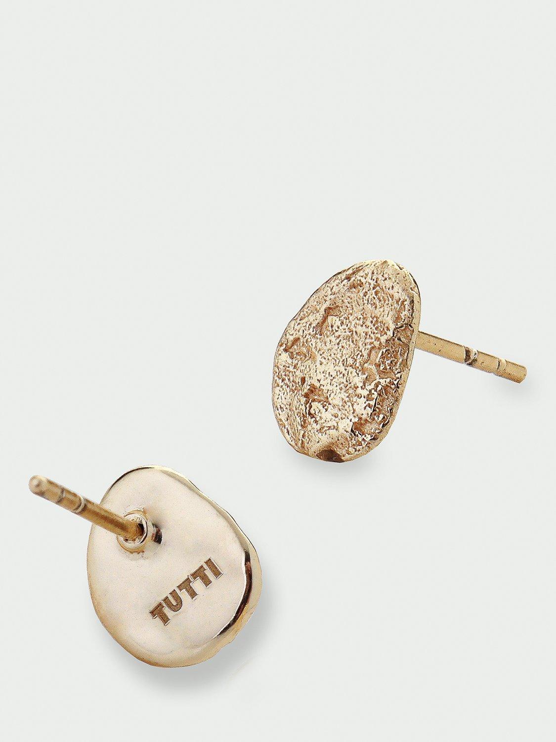 Product image 2 of 2, which shows Tutti Pebble Textured Stud Earrings, Gold