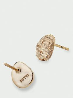 Tutti Pebble Textured Stud Earrings, Gold - view 2, Gold
