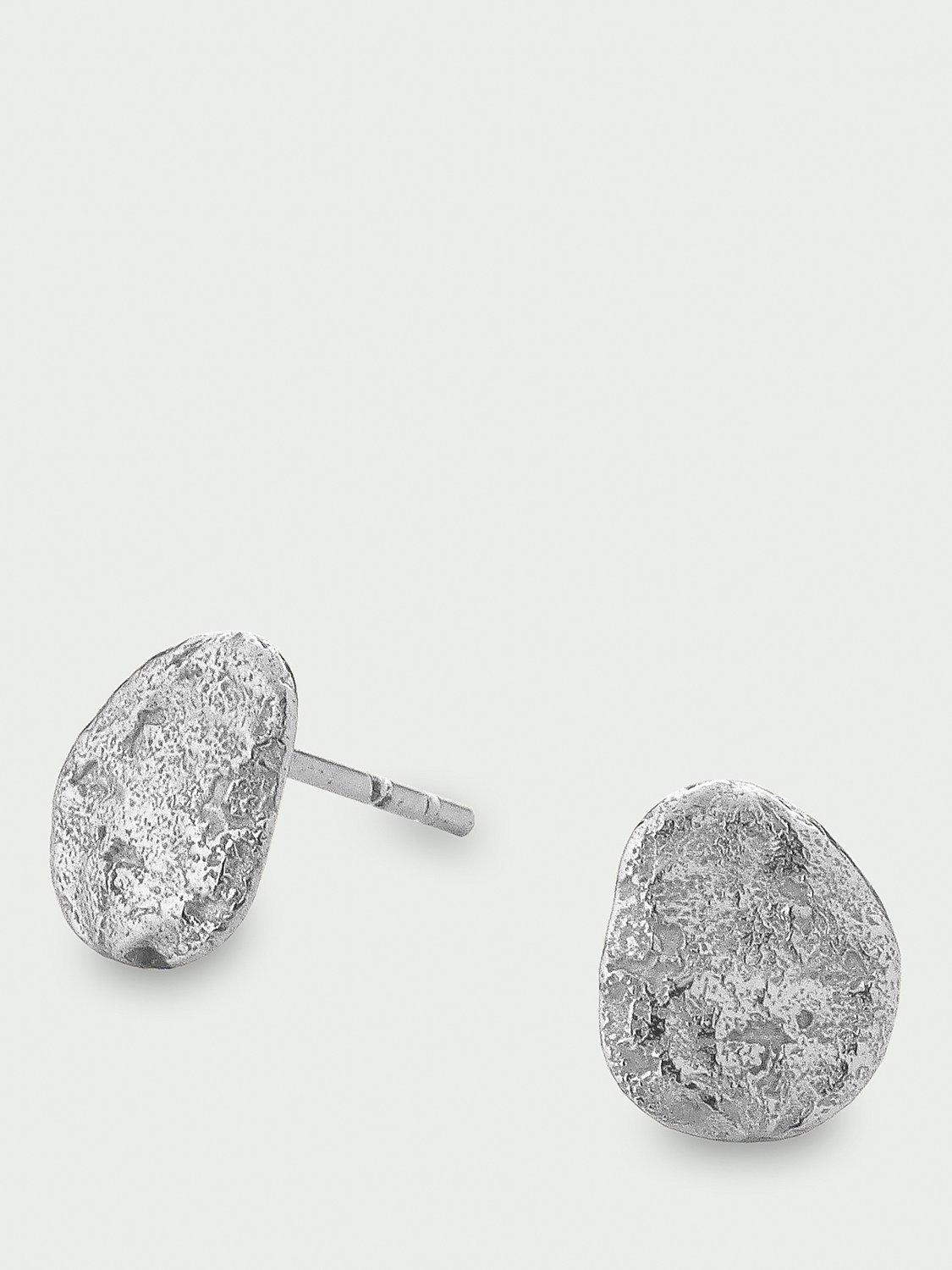 Product image 1 of 2, which shows Tutti Textured Stud Earrings, Silver