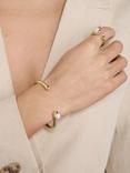 Tutti & Co Open Bangle with Pearl Enamel Inset, Gold