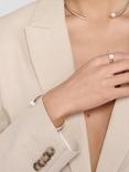 Tutti & Co Open Bangle with Pearl Enamel Inset, Gold, Silver