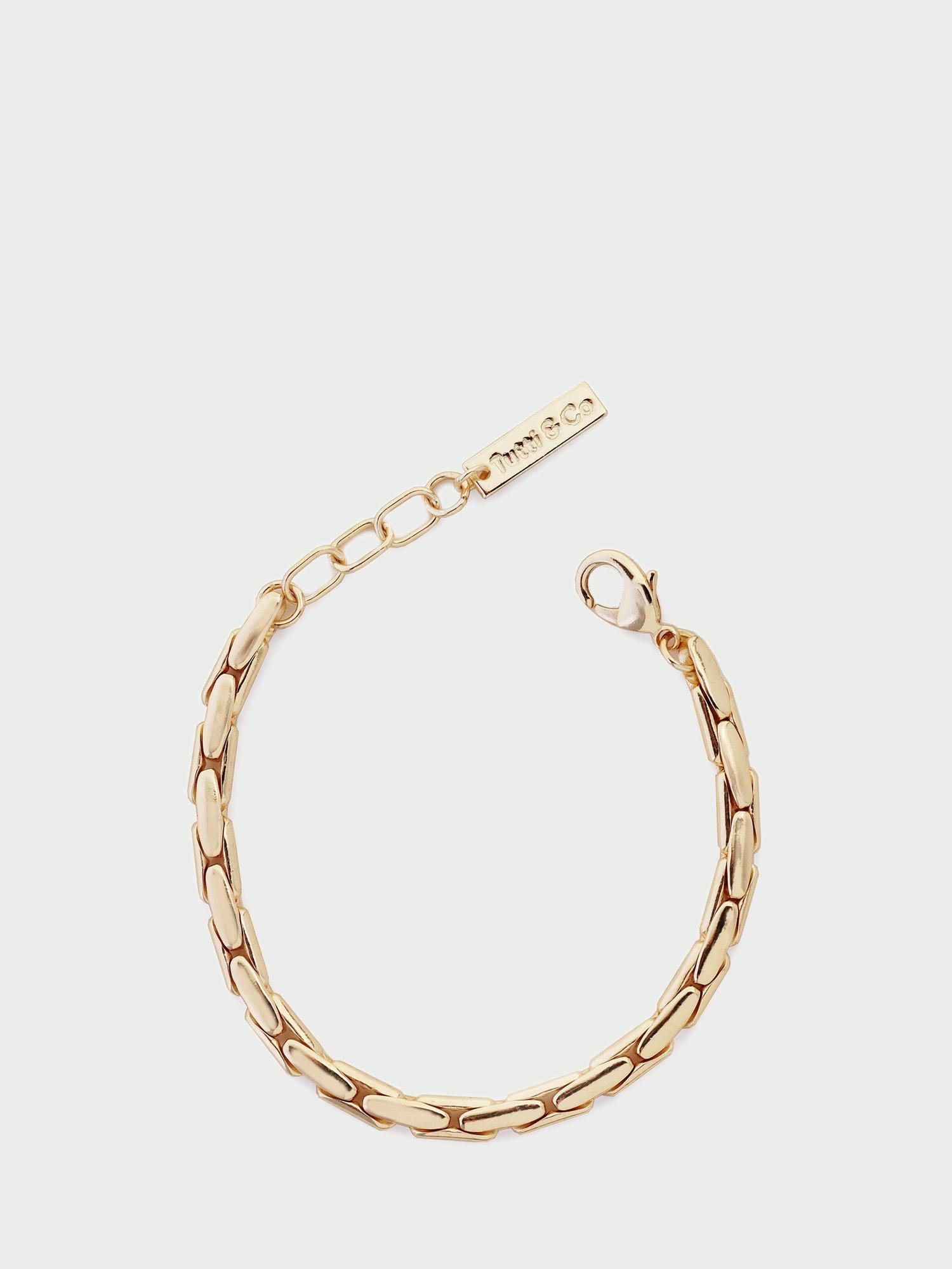 Product image 1 of 2, which shows Tutti Simple Flat Chain Bracelet, Gold