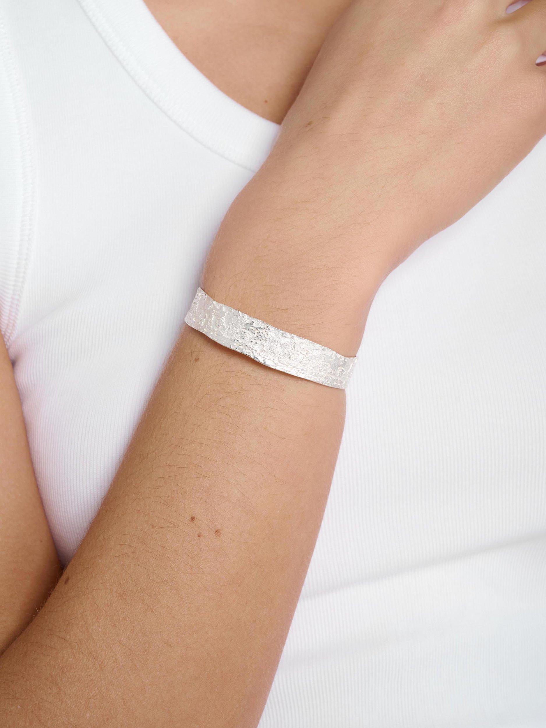 Product image 2 of 2, which shows Tutti Chunky Textured Open Bangle, Silver
