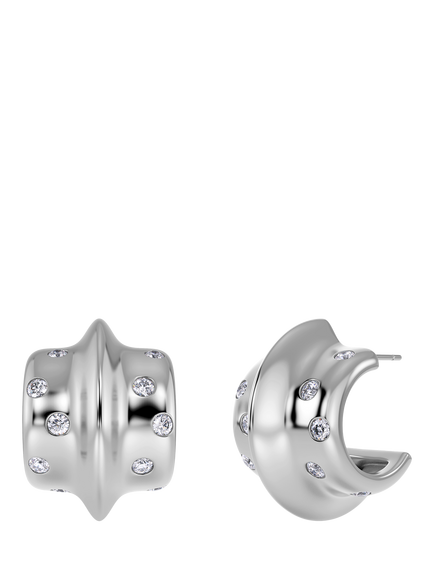 EDBLAD Barre Cubic Zirconia Hoop Earrings, Silver, Silver
