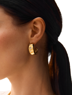 EDBLAD Crystal Hoop Earrings, Yellow Gold - view 2, Yellow Gold