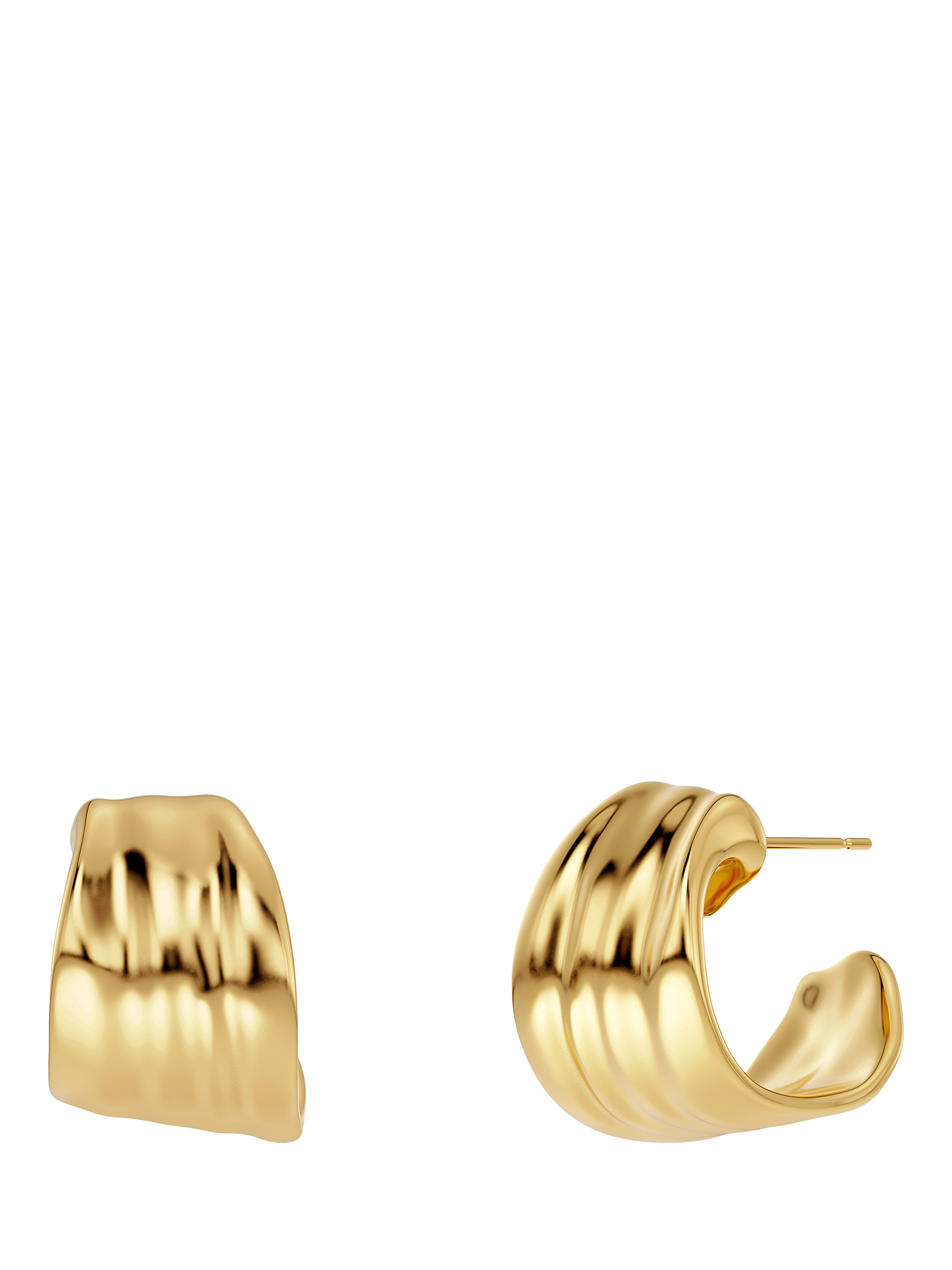 EDBLAD Textured Mirrored Hoop Earrings, Yellow Gold