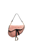 Pre-loved Christian Dior 2018 Leather Trim Beaded Saddle Bag, Red/Pink