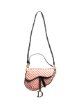 Pre-loved Christian Dior 2018 Leather Trim Beaded Saddle Bag, Red/Pink