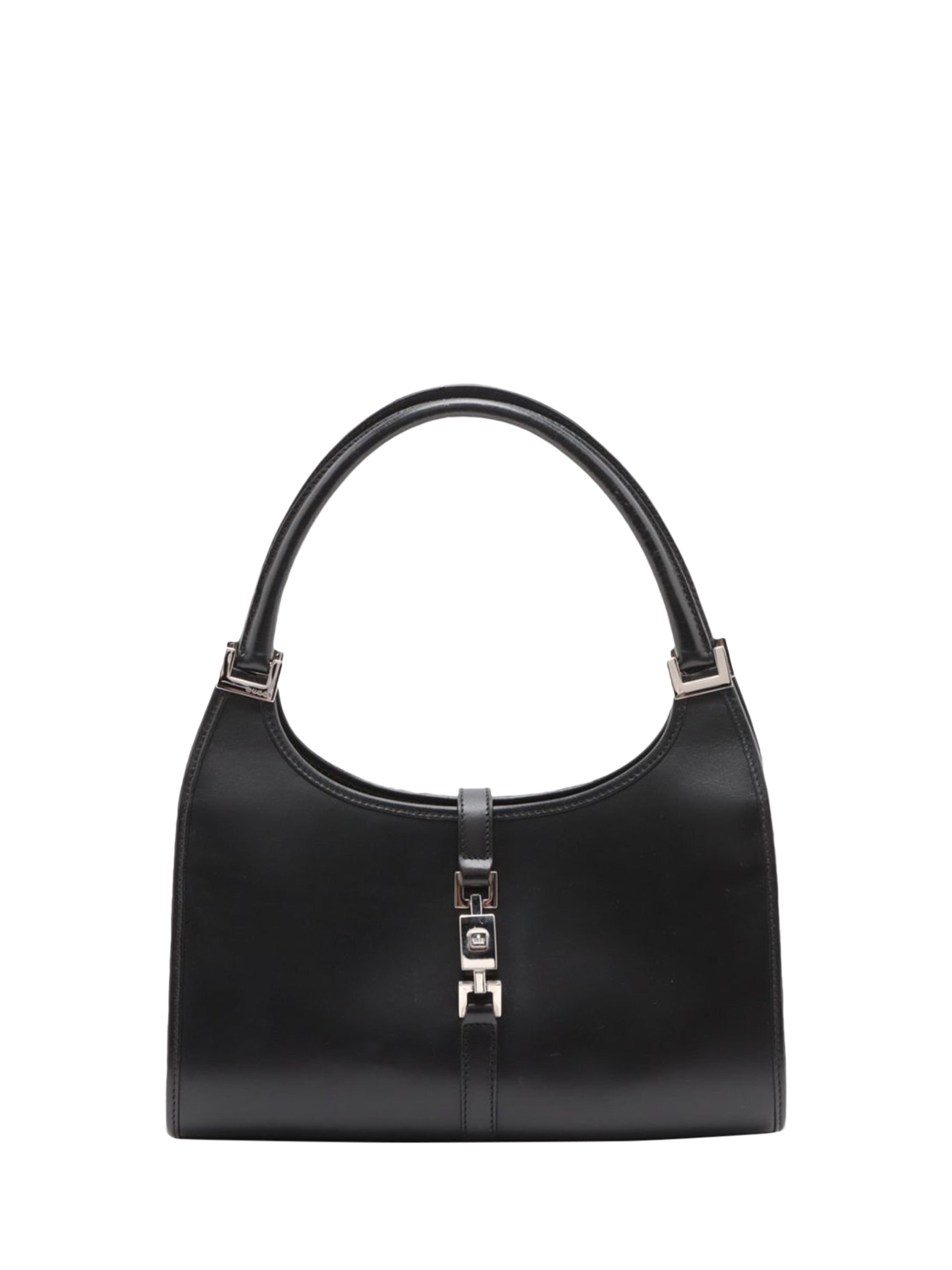 Product image 1 of 10, which shows Pre-loved GUCCI Jackie Leather Shoulder Bag, Black