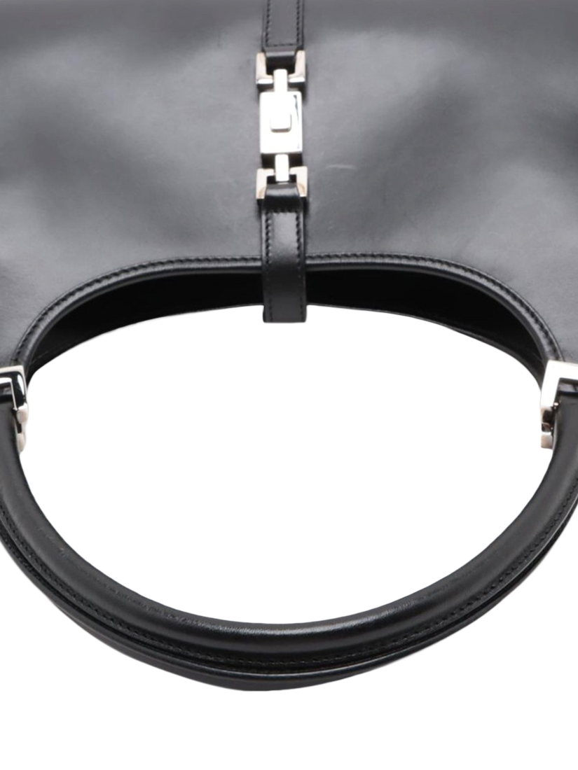 Product image 5 of 10, which shows Pre-loved GUCCI Jackie Leather Shoulder Bag, Black