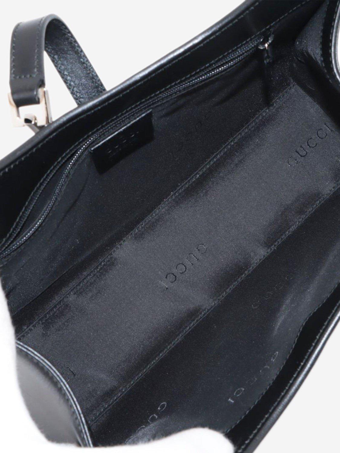 Product image 7 of 10, which shows Pre-loved GUCCI Jackie Leather Shoulder Bag, Black