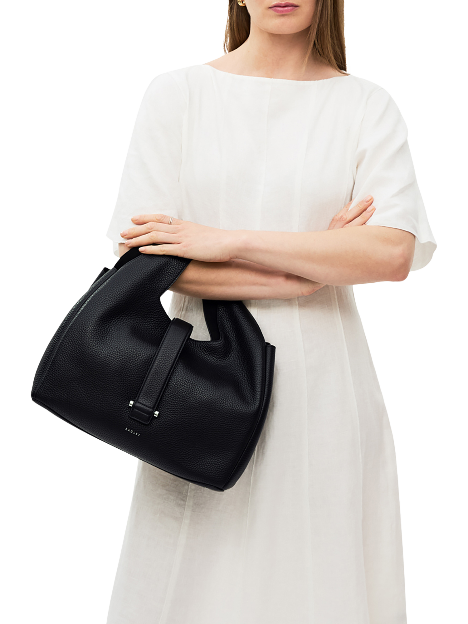 Product image 5 of 6, which shows Radley Sloane Street Medium Leather Hobo Bag, Black