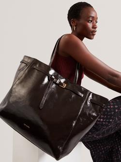 Ted Baker Carmen Leather Tote Bag, Brown Choc - view 2, Brown Choc