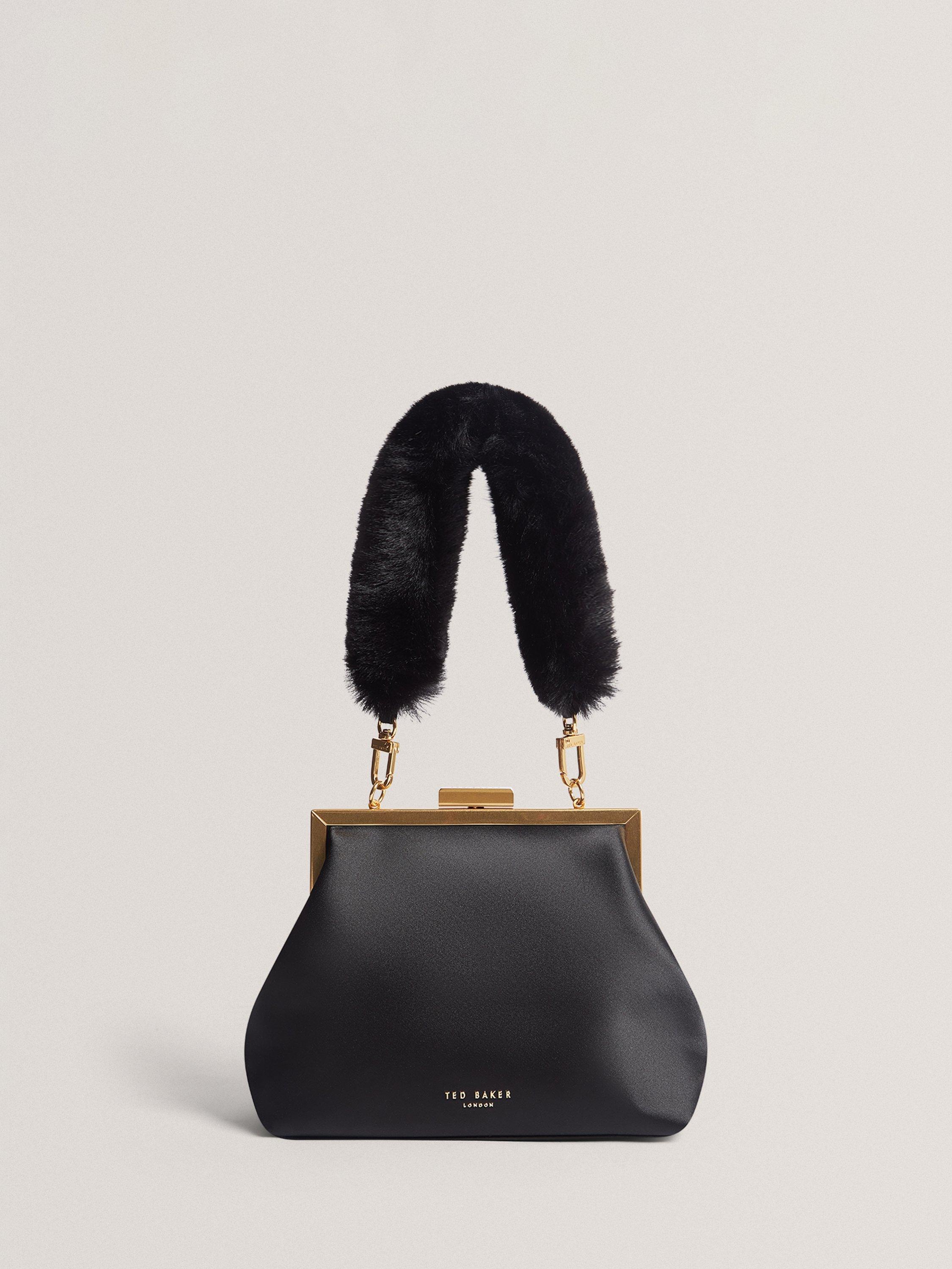 Product image 1 of 5, which shows Ted Baker Purcey Satin Clutch Bag, Black