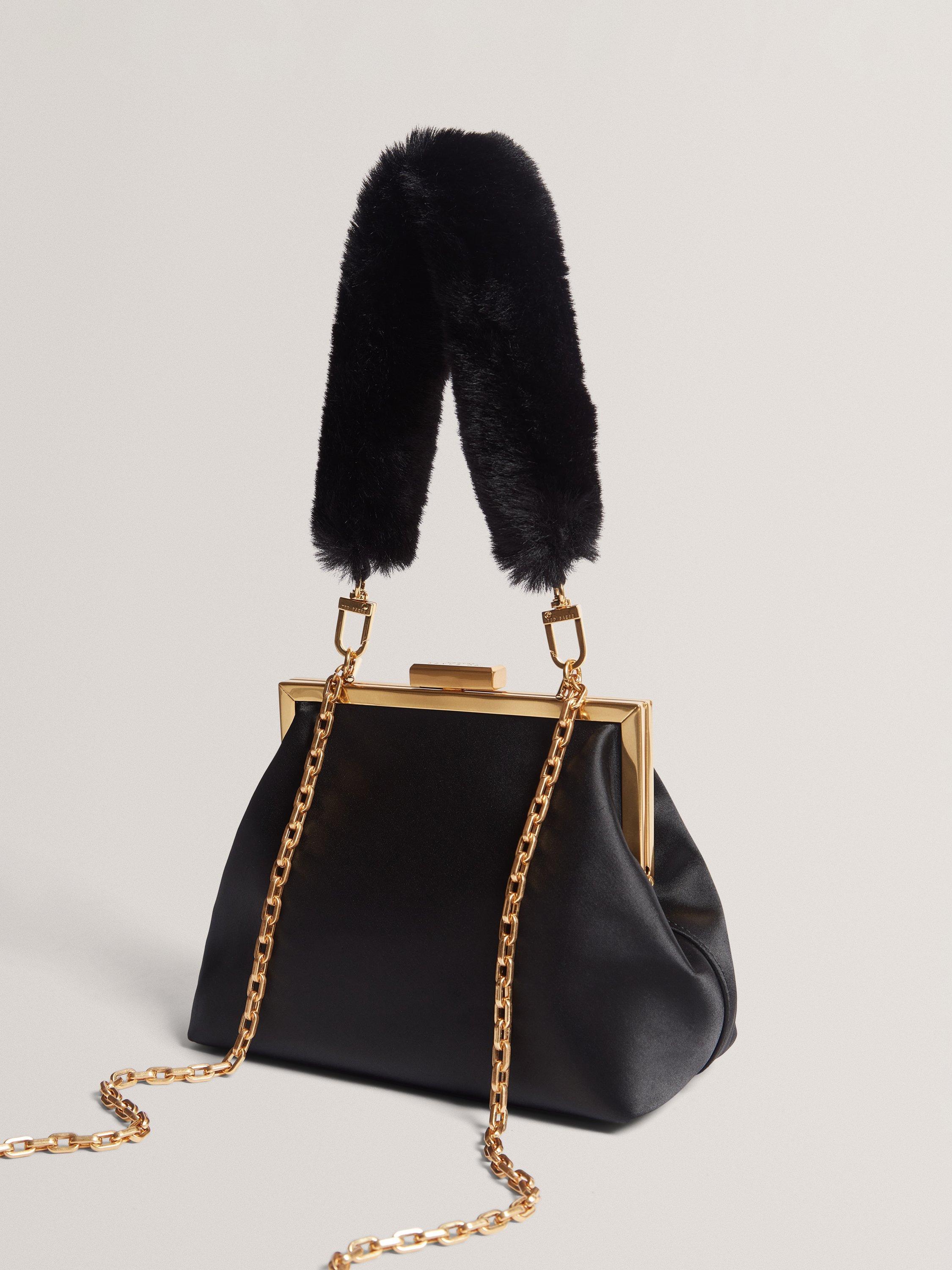 Product image 3 of 5, which shows Ted Baker Purcey Satin Clutch Bag, Black