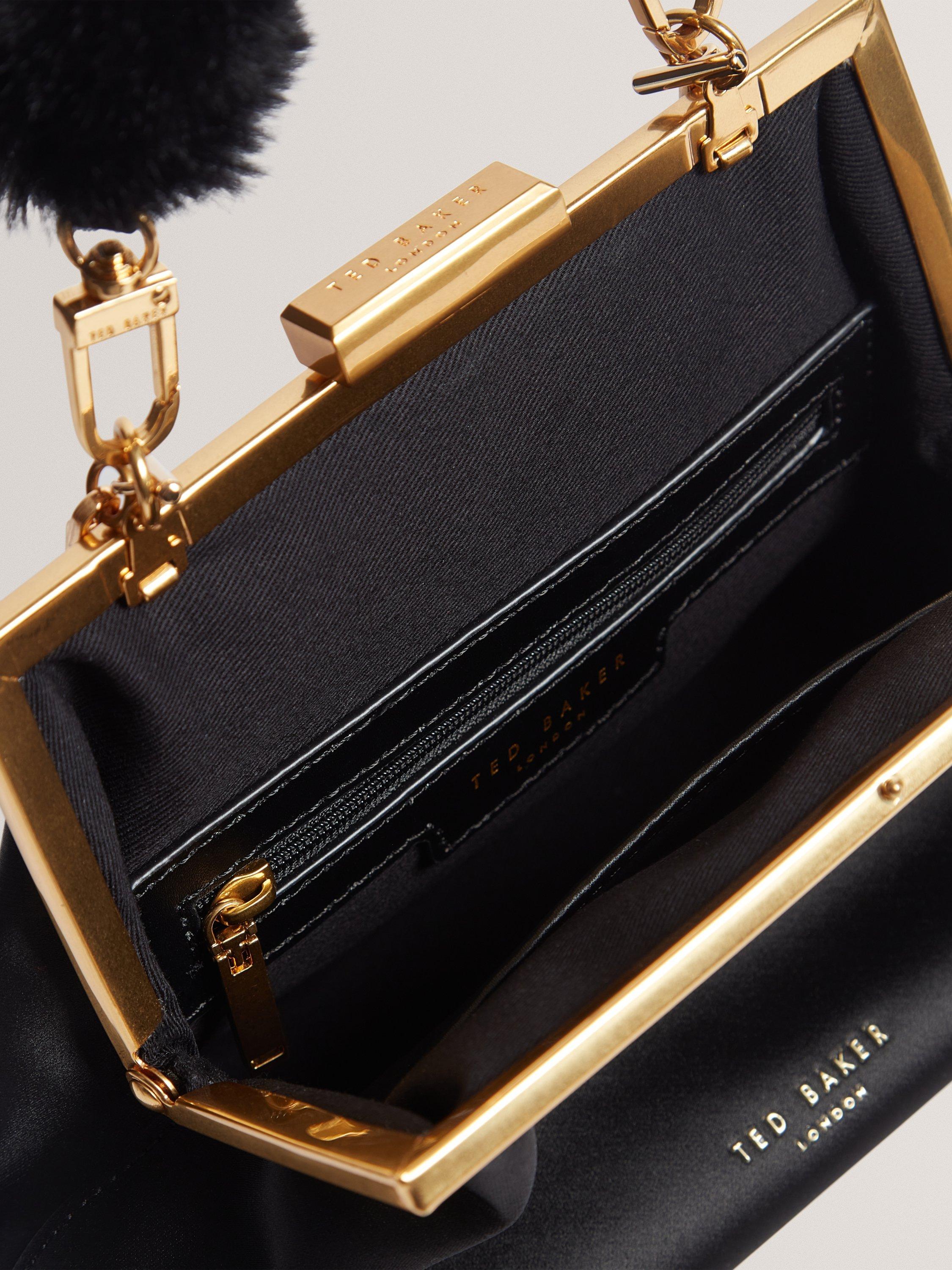 Product image 4 of 5, which shows Ted Baker Purcey Satin Clutch Bag, Black