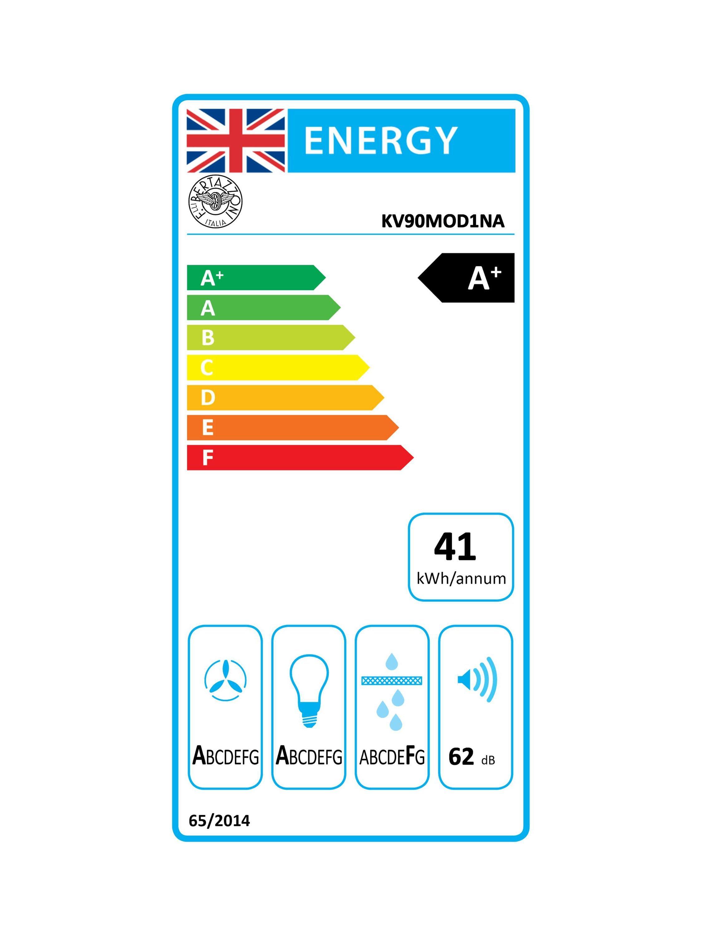 This item is rated A+ for energy efficiency on a scale from A+++ (most efficient) to D (least efficient).