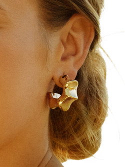 EDBLAD Bamboo Cane Hoop Earrings, Yellow Gold - view 2, Yellow Gold