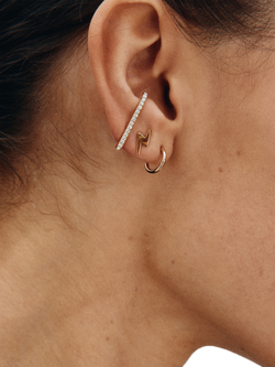 EDBLAD Plié Slender Lobe Cubic Zirconia Stud Earrings, Yellow Gold - view 2, Yellow Gold