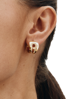 EDBLAD Plié Curved Cubic Zirconia Stud Earrings, Yellow Gold - view 2, Yellow Gold