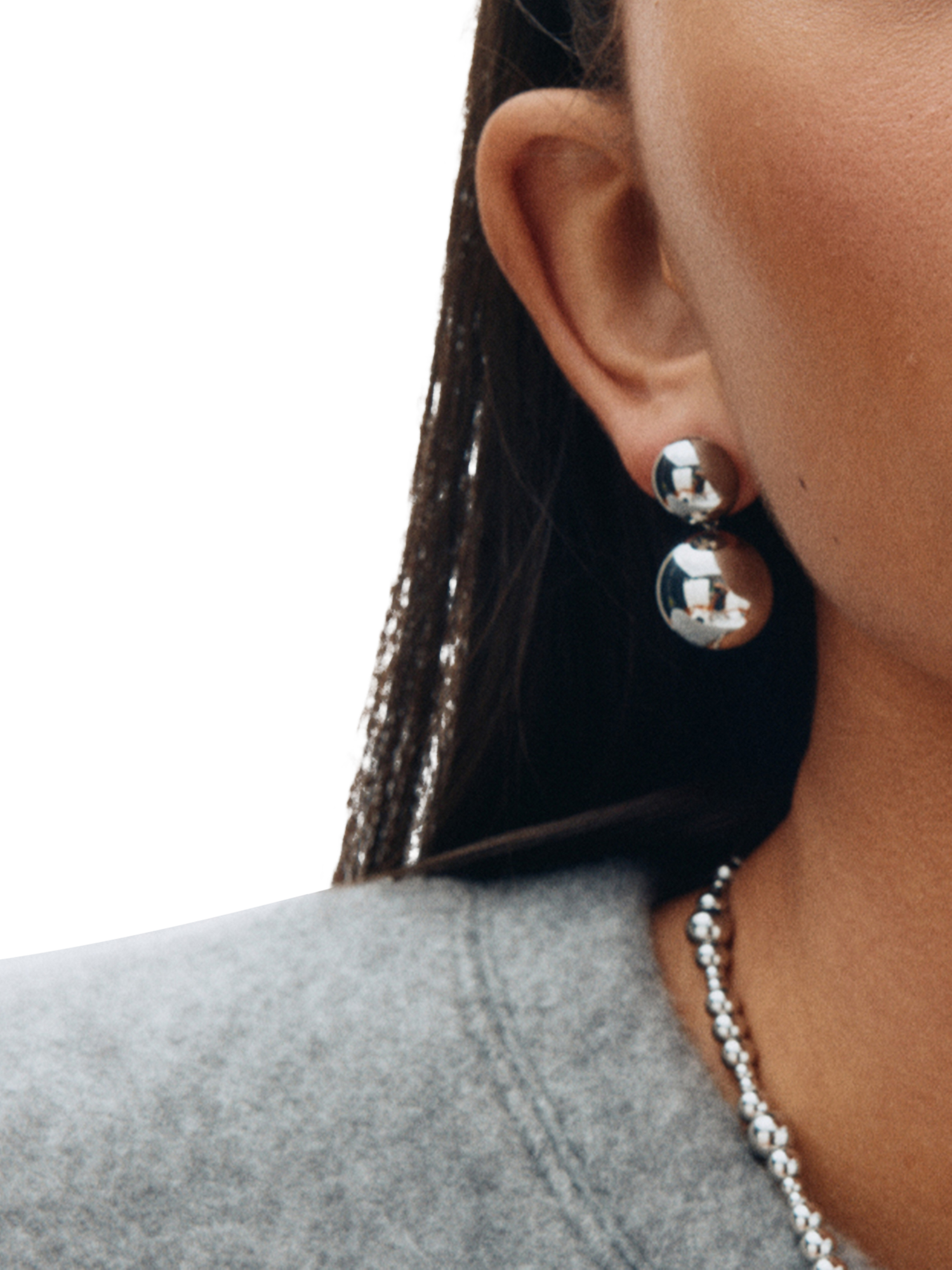 Product image 2 of 2, which shows EDBLAD Sphere Drop Stud Earrings, Silver