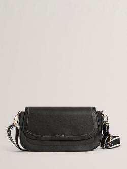 Ted Baker Louiize Flapover Leather Crossbody Bag, Black
