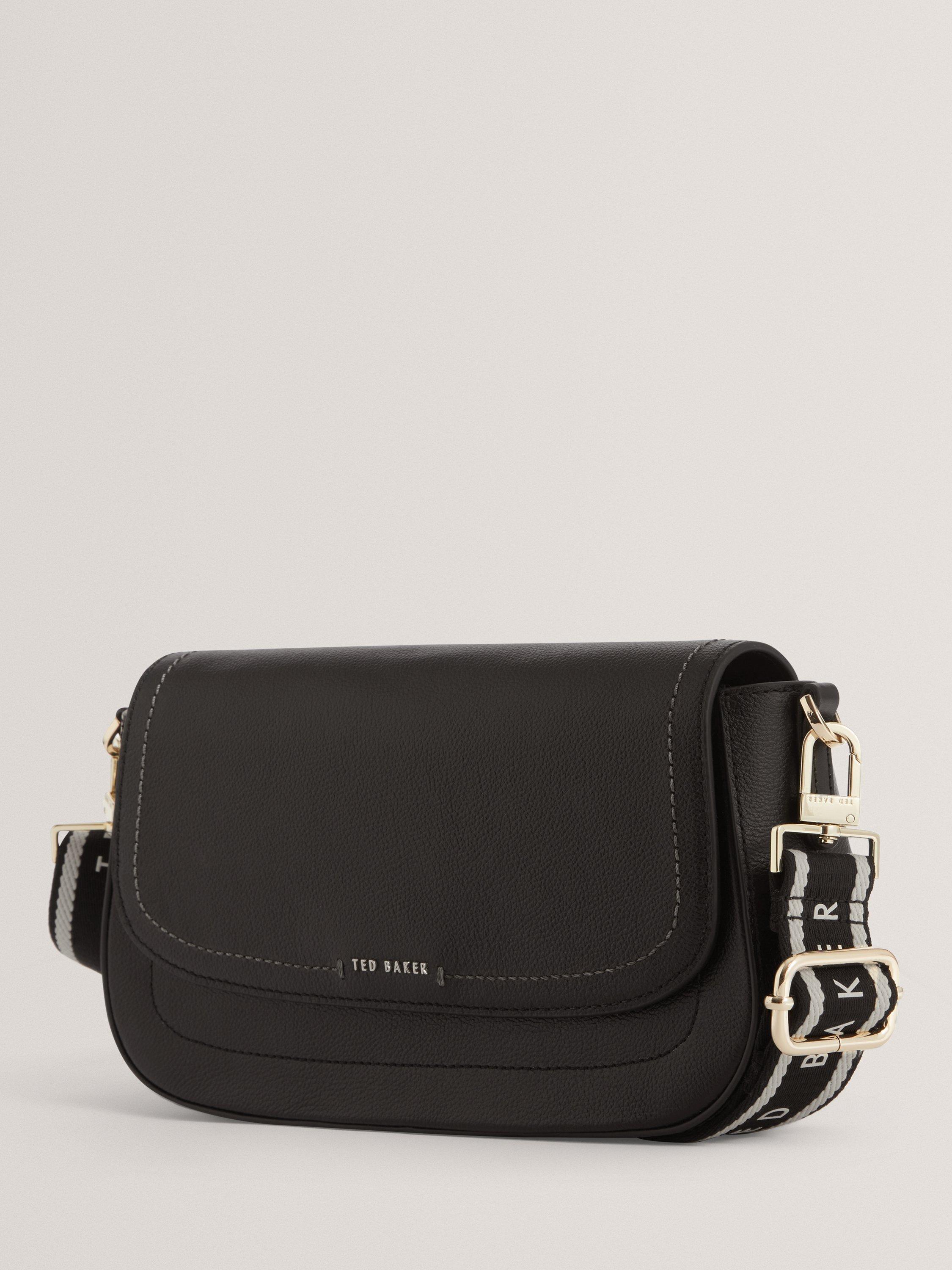 Product image 2 of 5, which shows Ted Baker Louiize Flapover Leather Crossbody Bag, Black