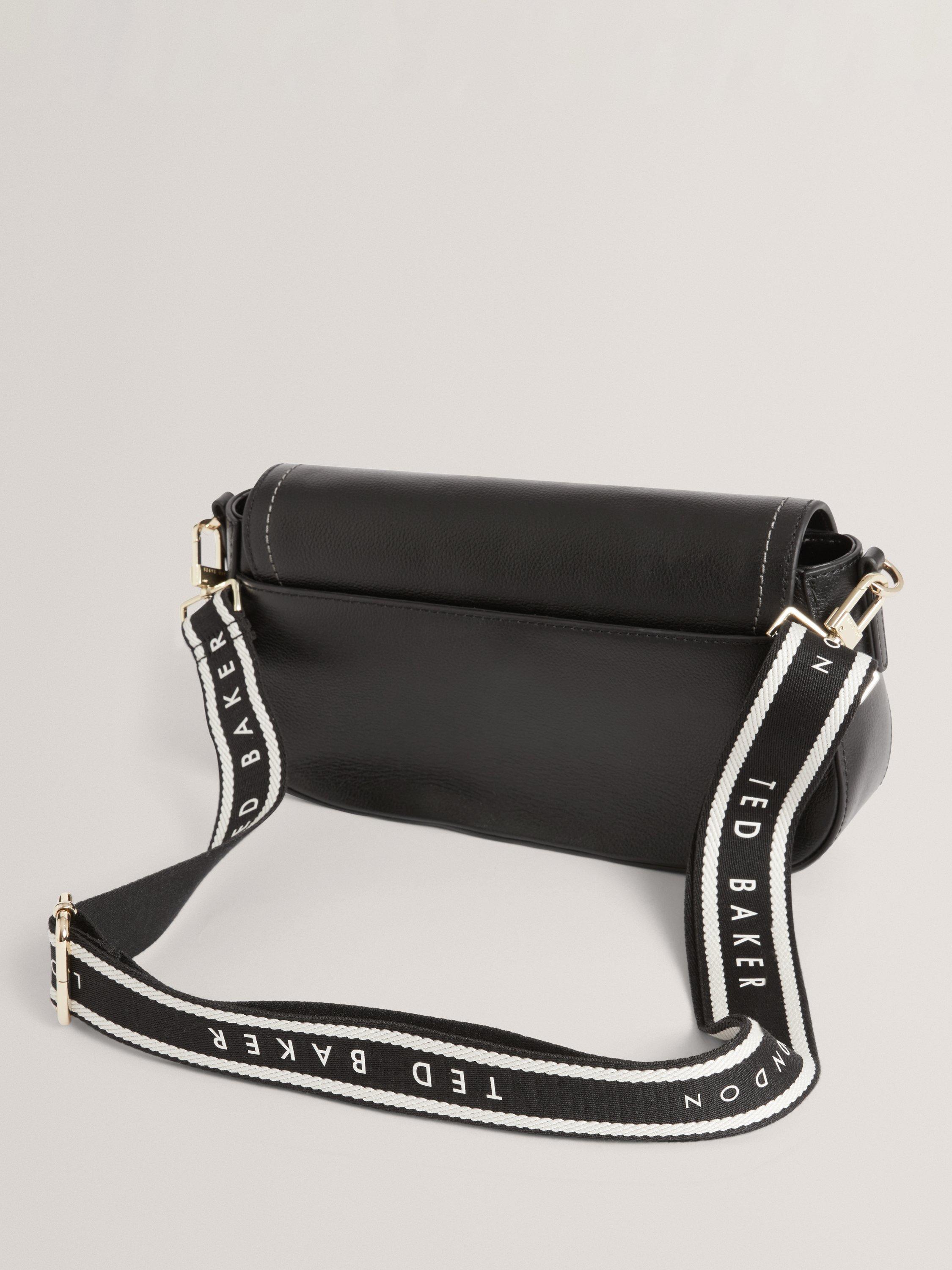 Product image 3 of 5, which shows Ted Baker Louiize Flapover Leather Crossbody Bag, Black