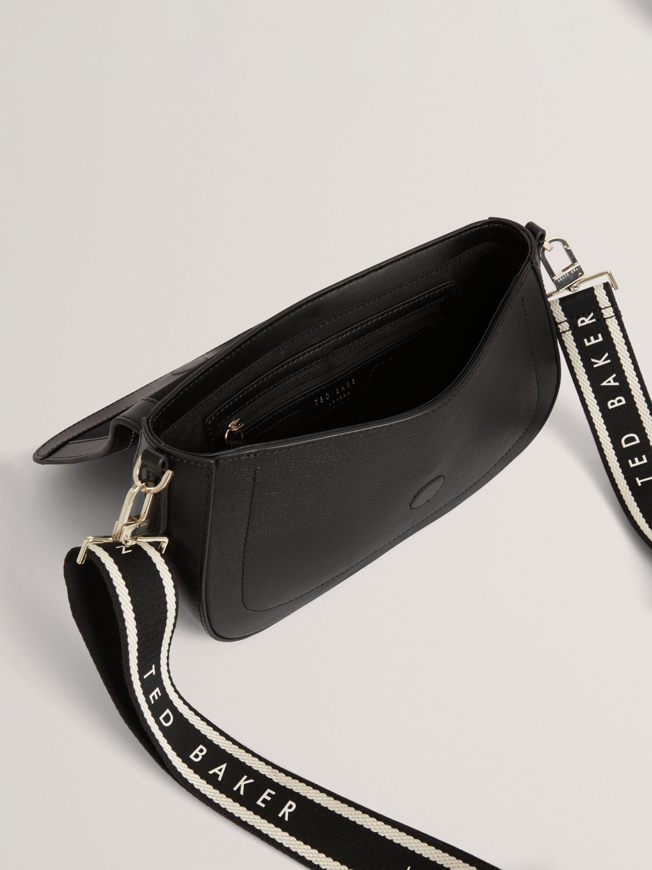 Product image 4 of 5, which shows Ted Baker Louiize Flapover Leather Crossbody Bag, Black