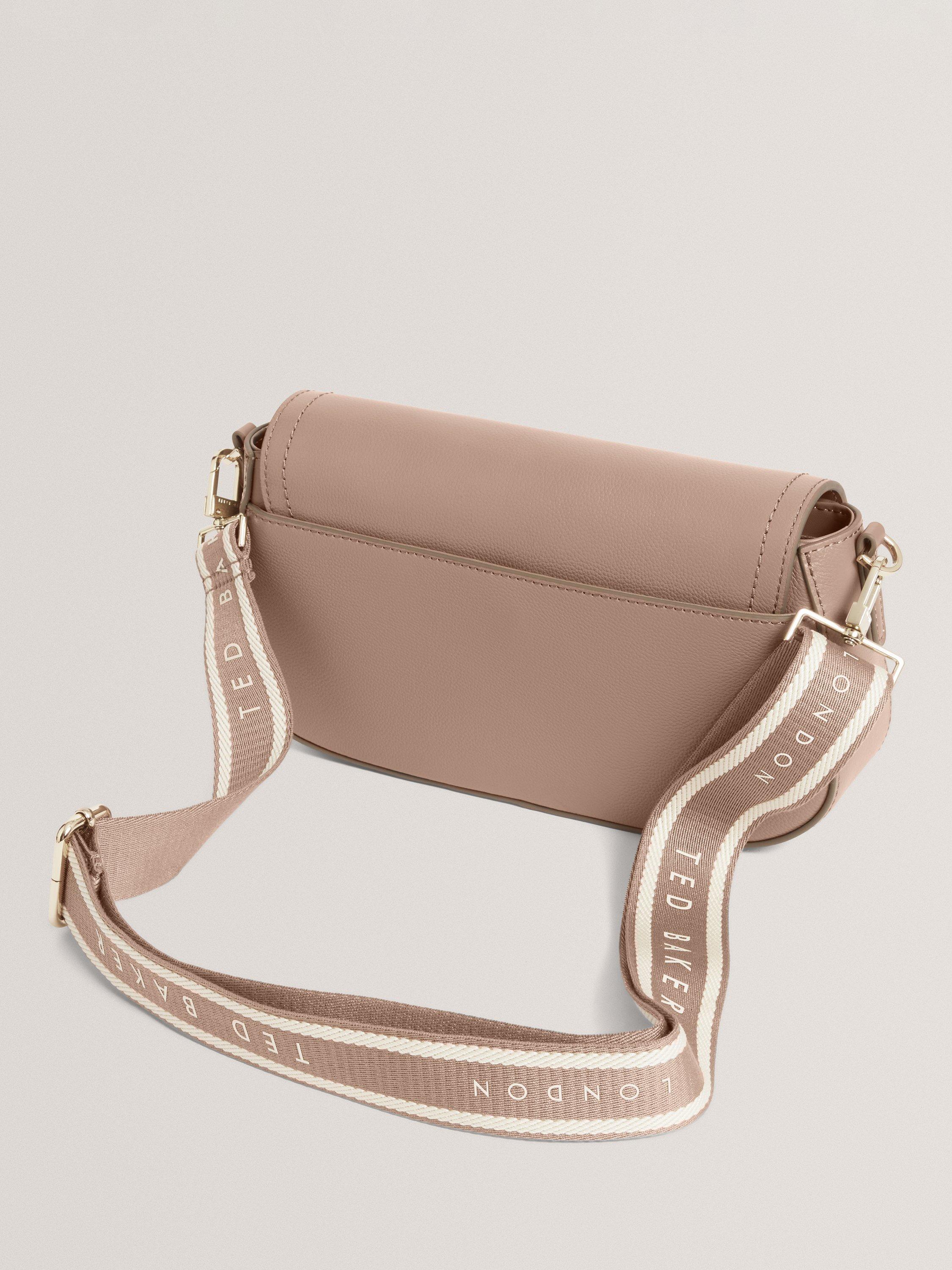 Product image 2 of 5, which shows Ted Baker Louiize Flapover Leather Crossbody Bag, Taupe