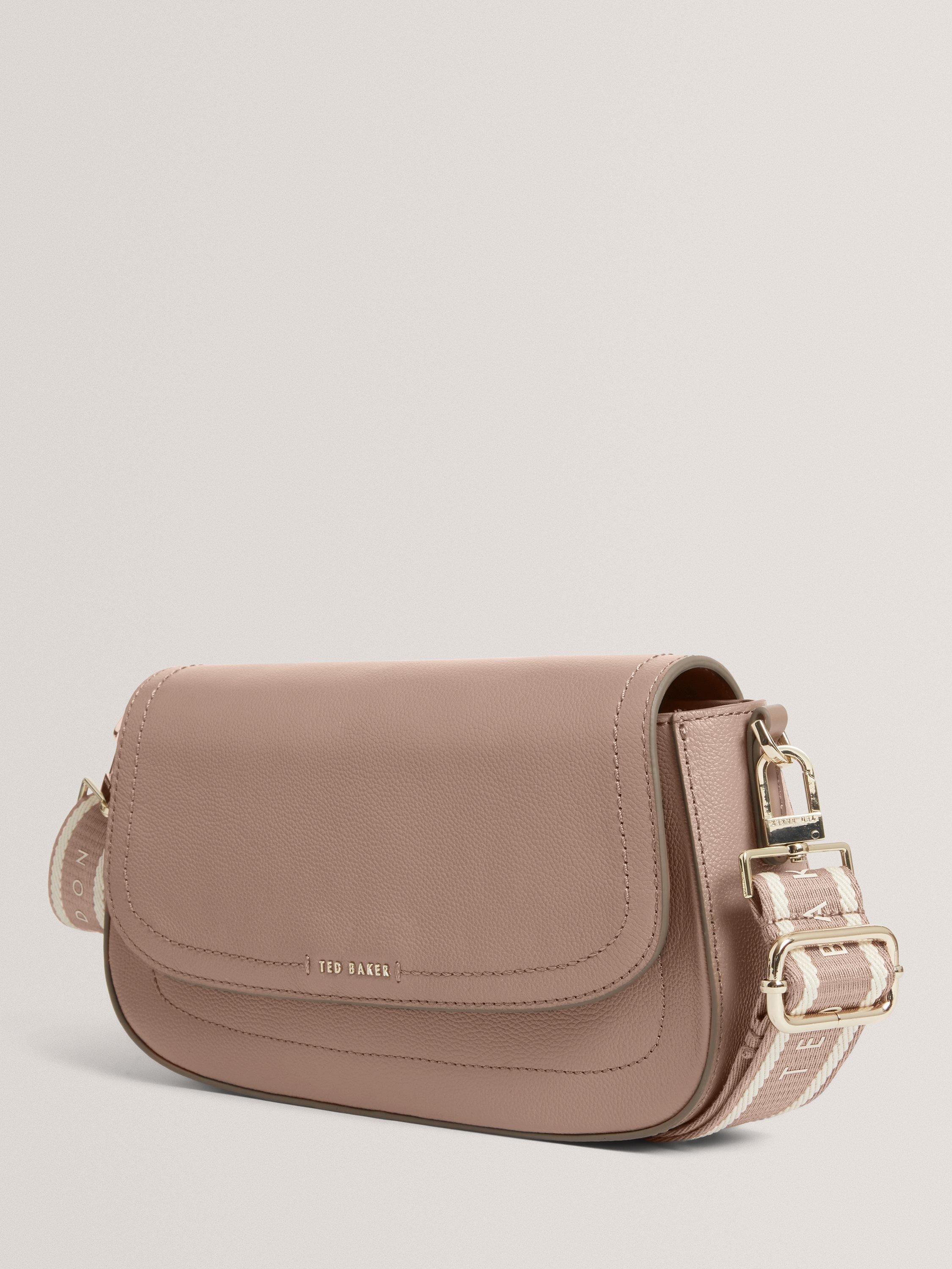 Product image 3 of 5, which shows Ted Baker Louiize Flapover Leather Crossbody Bag, Taupe