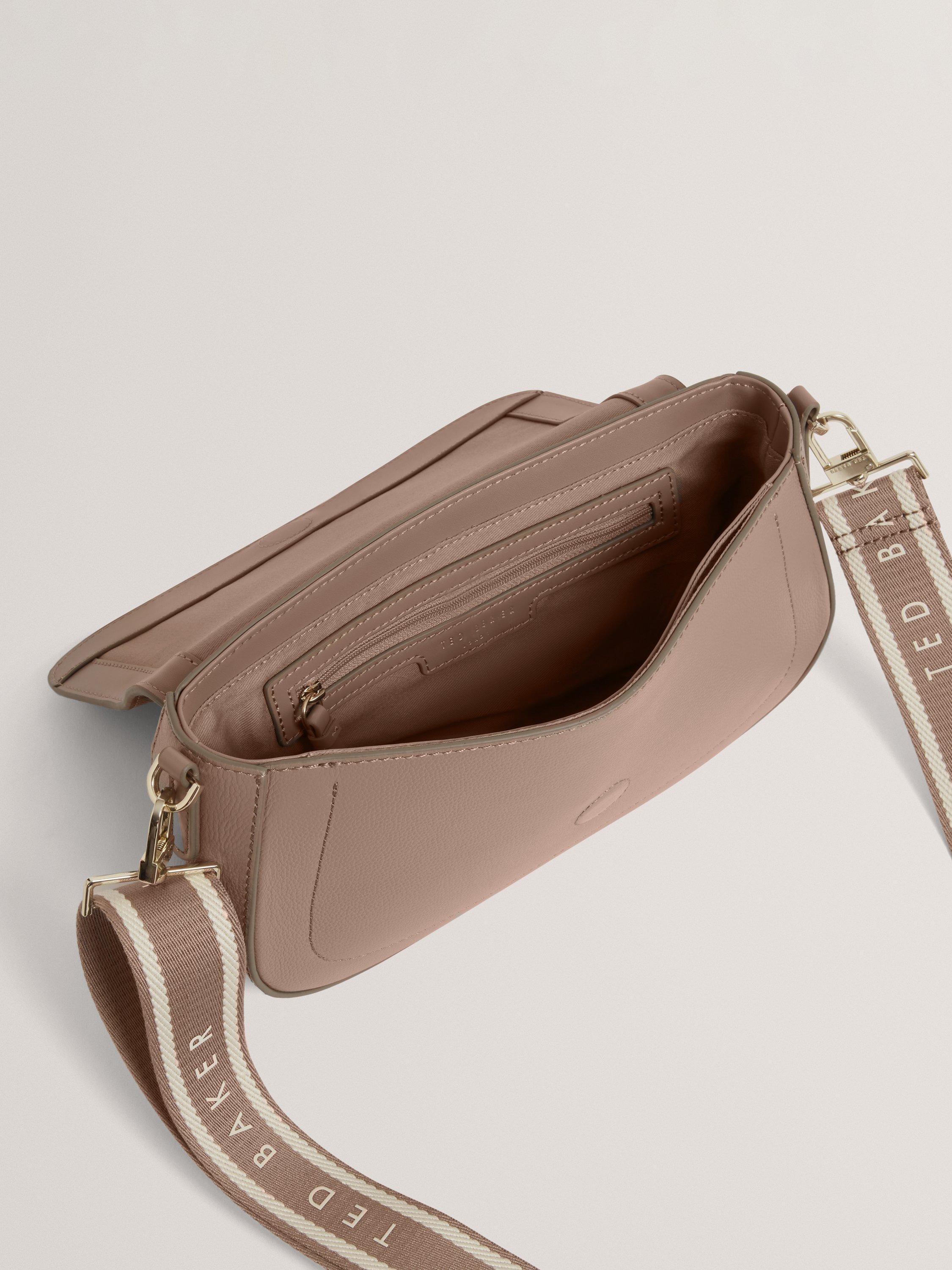 Product image 4 of 5, which shows Ted Baker Louiize Flapover Leather Crossbody Bag, Taupe