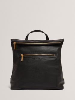 Ted Baker Luccea Foldover Leather Backpack, Black, Black
