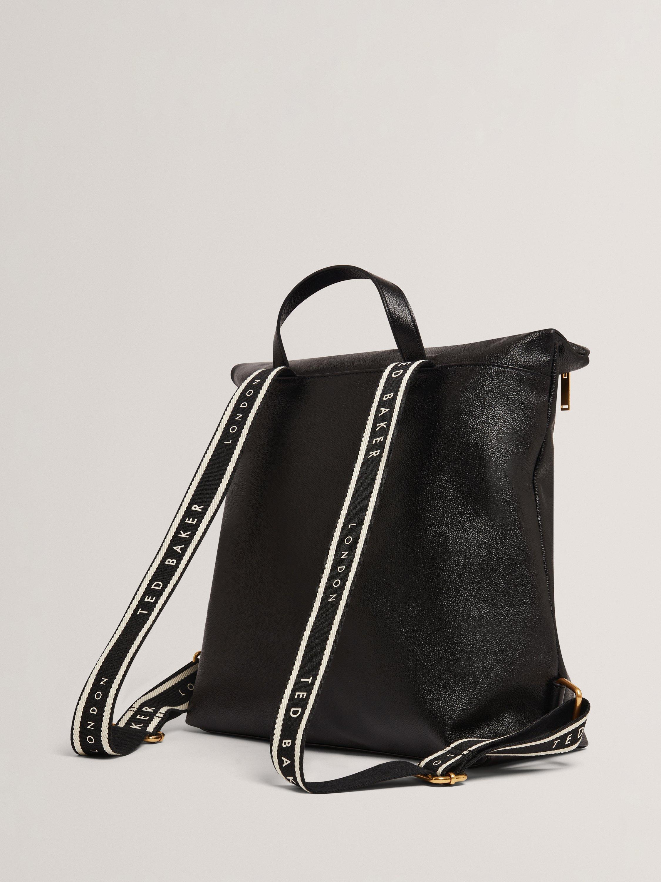 Product image 3 of 4, which shows Ted Baker Luccea Foldover Leather Backpack, Black