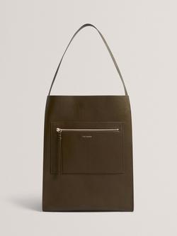 Ted Baker Tammila Large Shopper Leather Tote Bag, Khaki