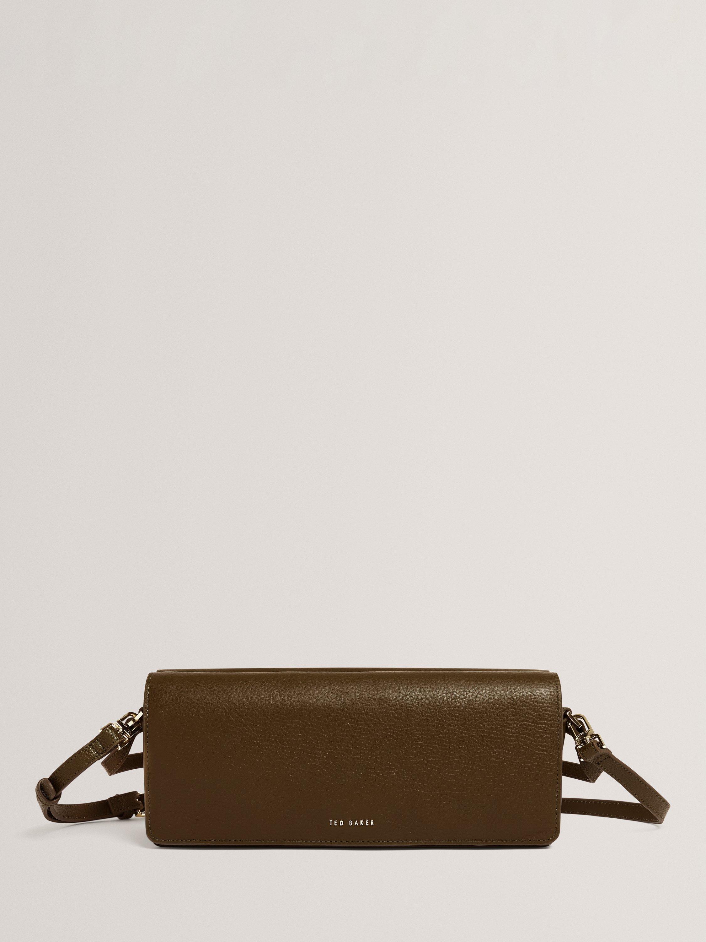 Product image 1 of 5, which shows Ted Baker Twyyla Leather Shoulder Bag, Khaki