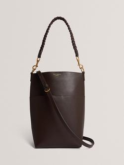 Ted Baker Wannda Leather Weave Bucket Bag, Brown Choc, Brown Choc
