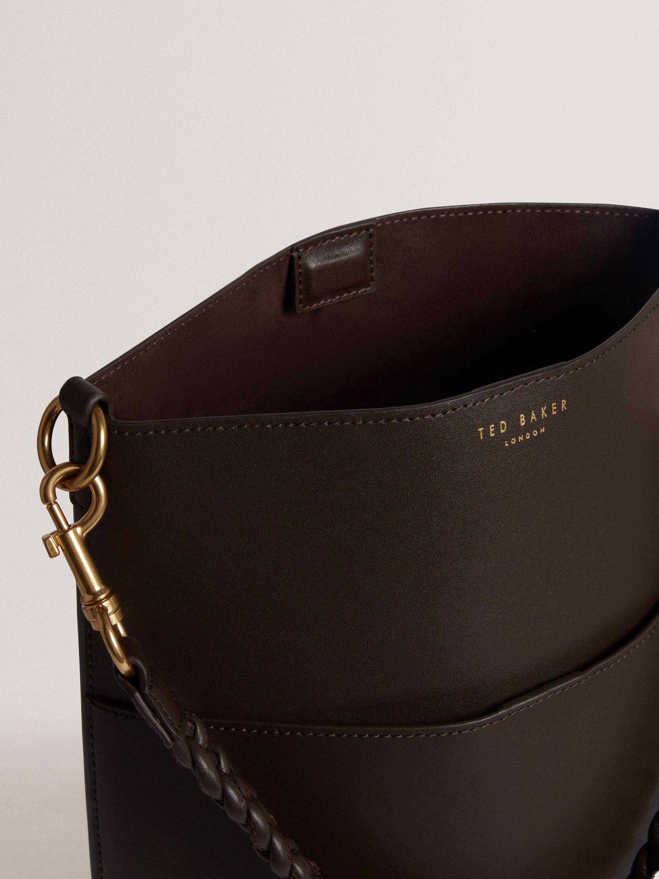 Product image 3 of 5, which shows Ted Baker Wannda Leather Weave Bucket Bag, Brown Choc