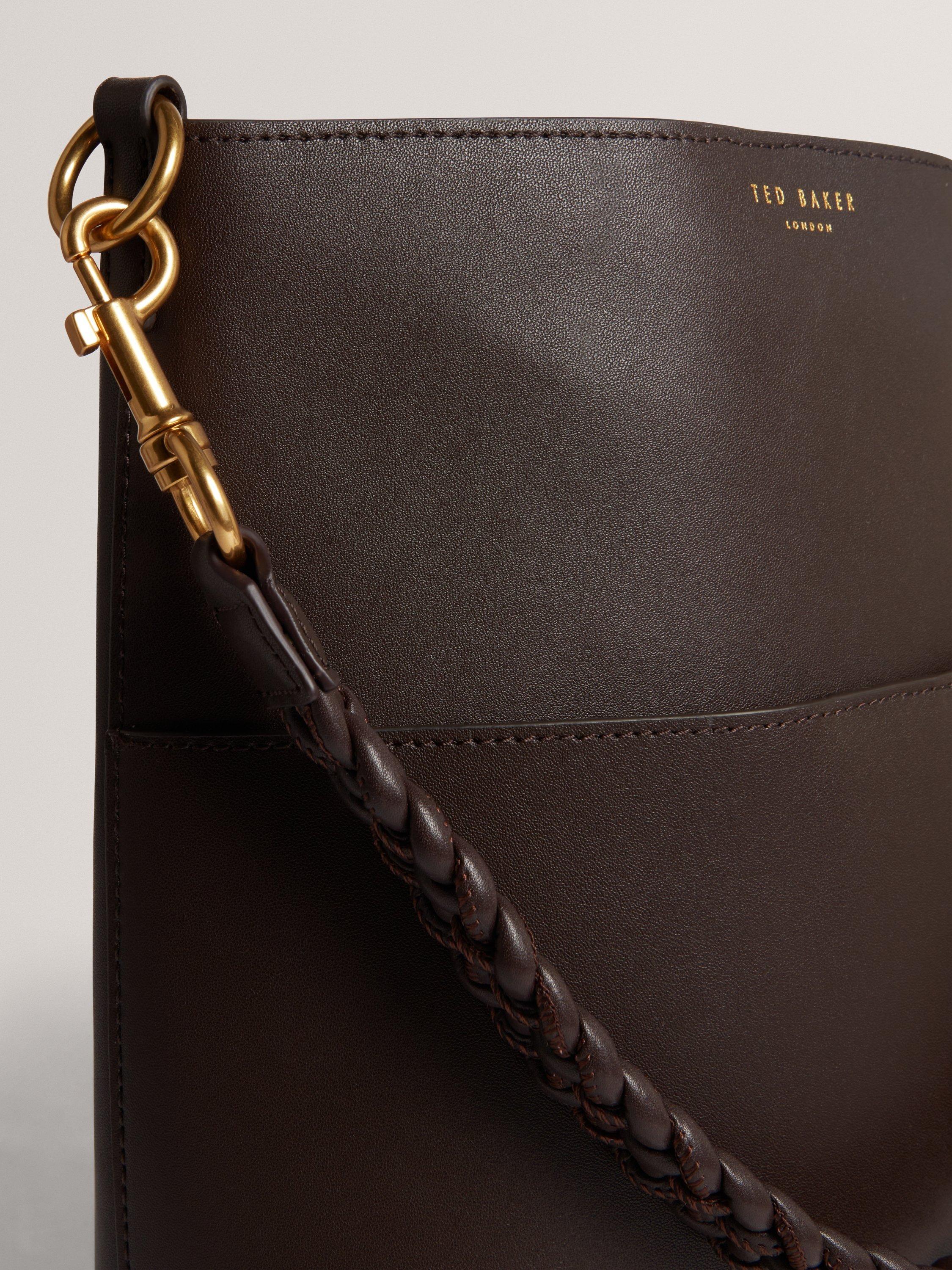 Product image 4 of 5, which shows Ted Baker Wannda Leather Weave Bucket Bag, Brown Choc