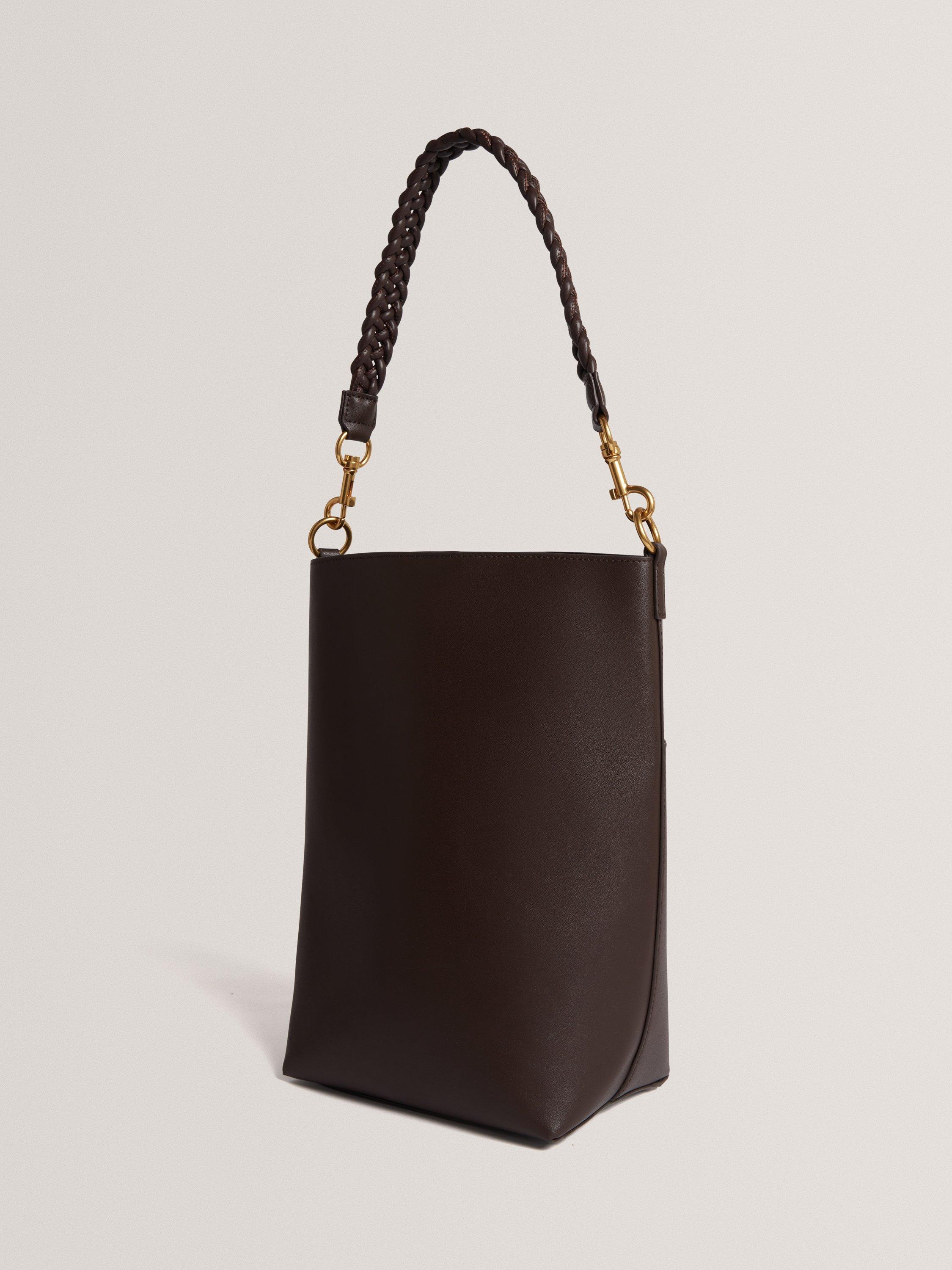 Product image 5 of 5, which shows Ted Baker Wannda Leather Weave Bucket Bag, Brown Choc